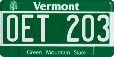 VT license plate OET203