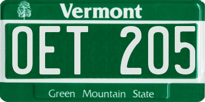 VT license plate OET205
