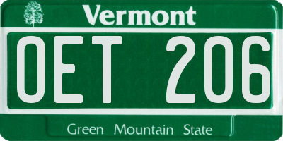 VT license plate OET206