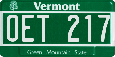 VT license plate OET217