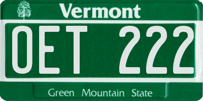 VT license plate OET222