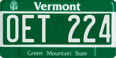 VT license plate OET224