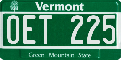 VT license plate OET225