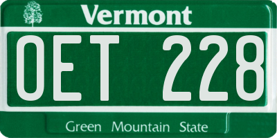 VT license plate OET228