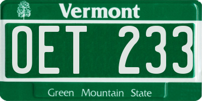 VT license plate OET233