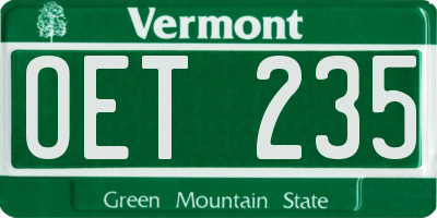 VT license plate OET235