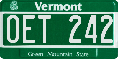 VT license plate OET242