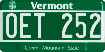 VT license plate OET252