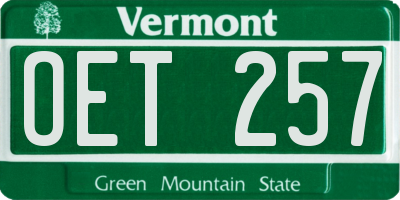 VT license plate OET257