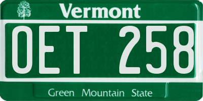 VT license plate OET258