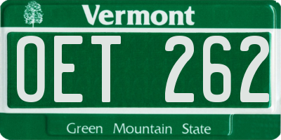 VT license plate OET262