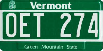 VT license plate OET274