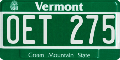 VT license plate OET275