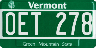 VT license plate OET278