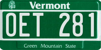 VT license plate OET281