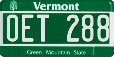 VT license plate OET288