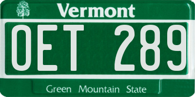 VT license plate OET289