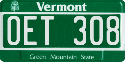 VT license plate OET308