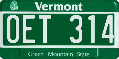 VT license plate OET314