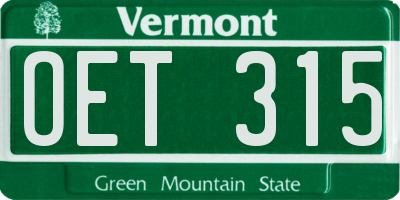 VT license plate OET315