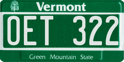 VT license plate OET322