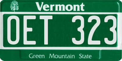 VT license plate OET323