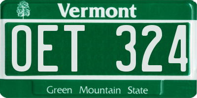 VT license plate OET324