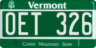 VT license plate OET326