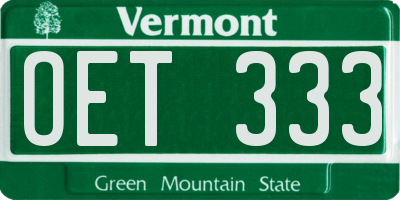 VT license plate OET333