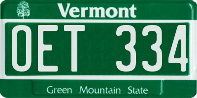 VT license plate OET334