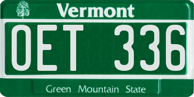 VT license plate OET336