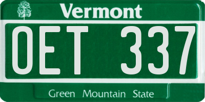 VT license plate OET337