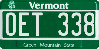 VT license plate OET338