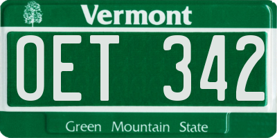 VT license plate OET342