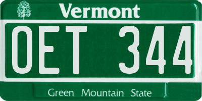 VT license plate OET344