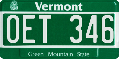 VT license plate OET346