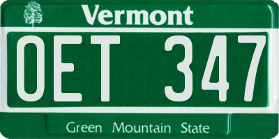VT license plate OET347