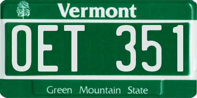 VT license plate OET351