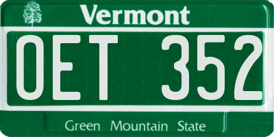 VT license plate OET352