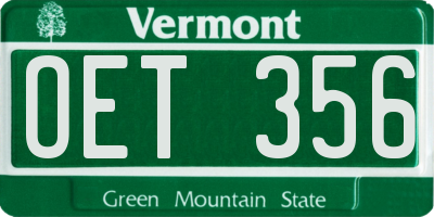 VT license plate OET356