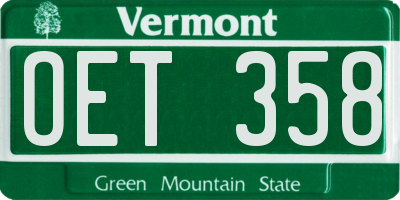 VT license plate OET358