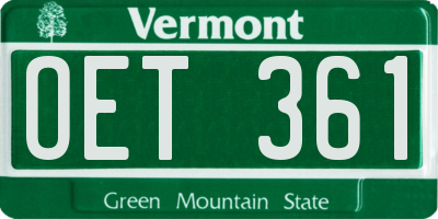 VT license plate OET361