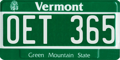 VT license plate OET365