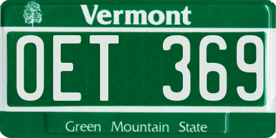VT license plate OET369