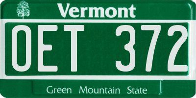 VT license plate OET372