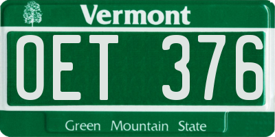 VT license plate OET376