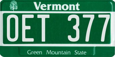 VT license plate OET377