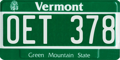 VT license plate OET378