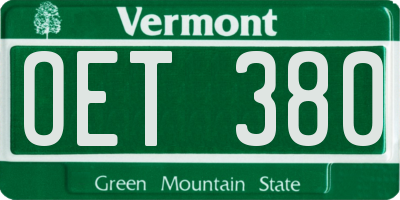 VT license plate OET380