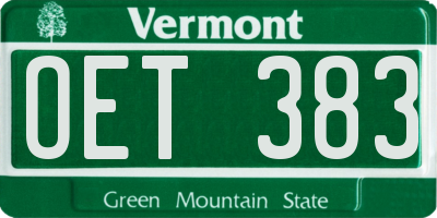 VT license plate OET383